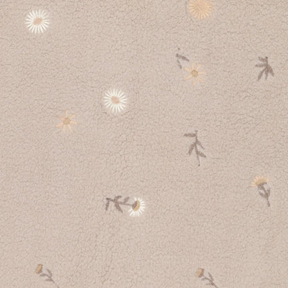 Teddy Fleece Embroidered Flowers on a Beige Background