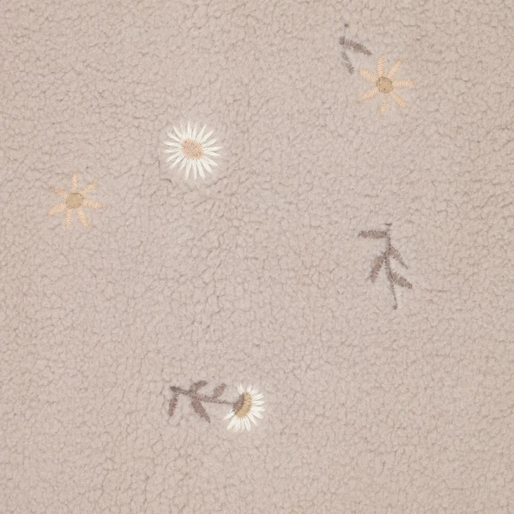 Teddy Fleece Embroidered Flowers on a Beige Background