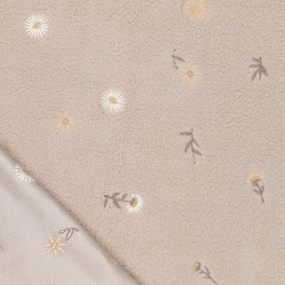 Teddy Fleece Embroidered Flowers on a Beige Background