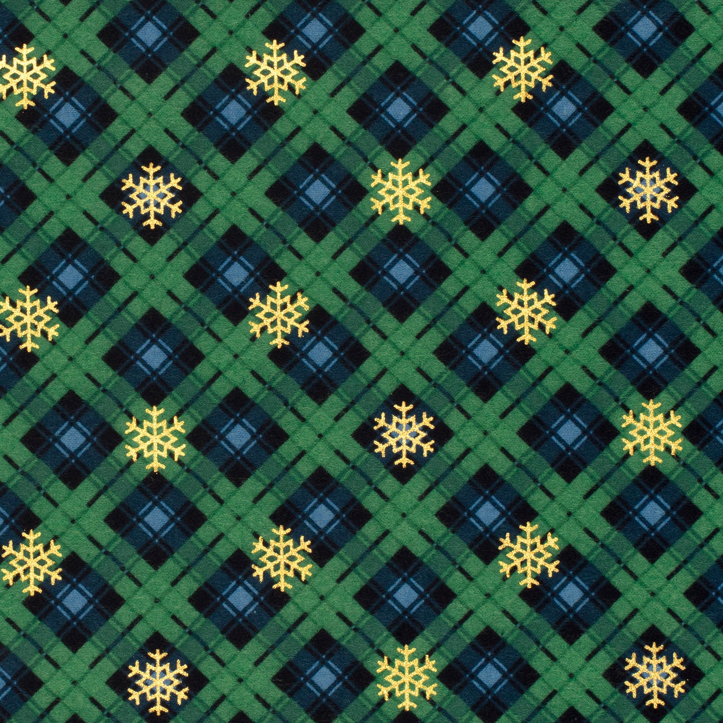 Flannel, green plaid with snowflakes
