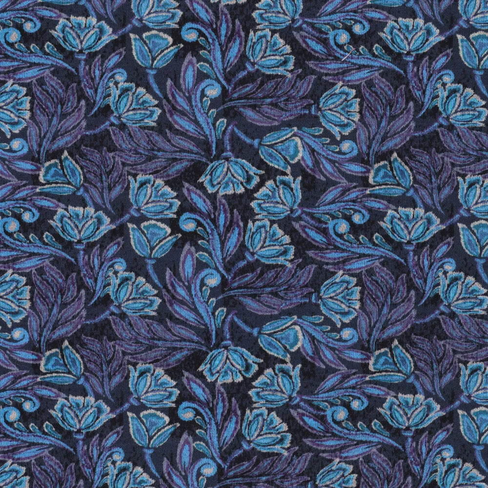 Punto di Roma knit fabric - elegant blue pattern