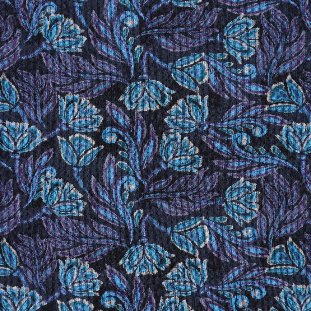 Punto di Roma knit fabric - elegant blue pattern