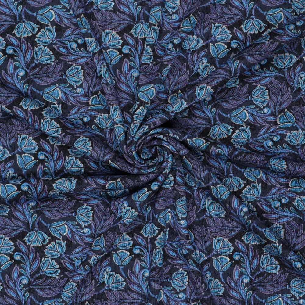 Punto di Roma knit fabric - elegant blue pattern