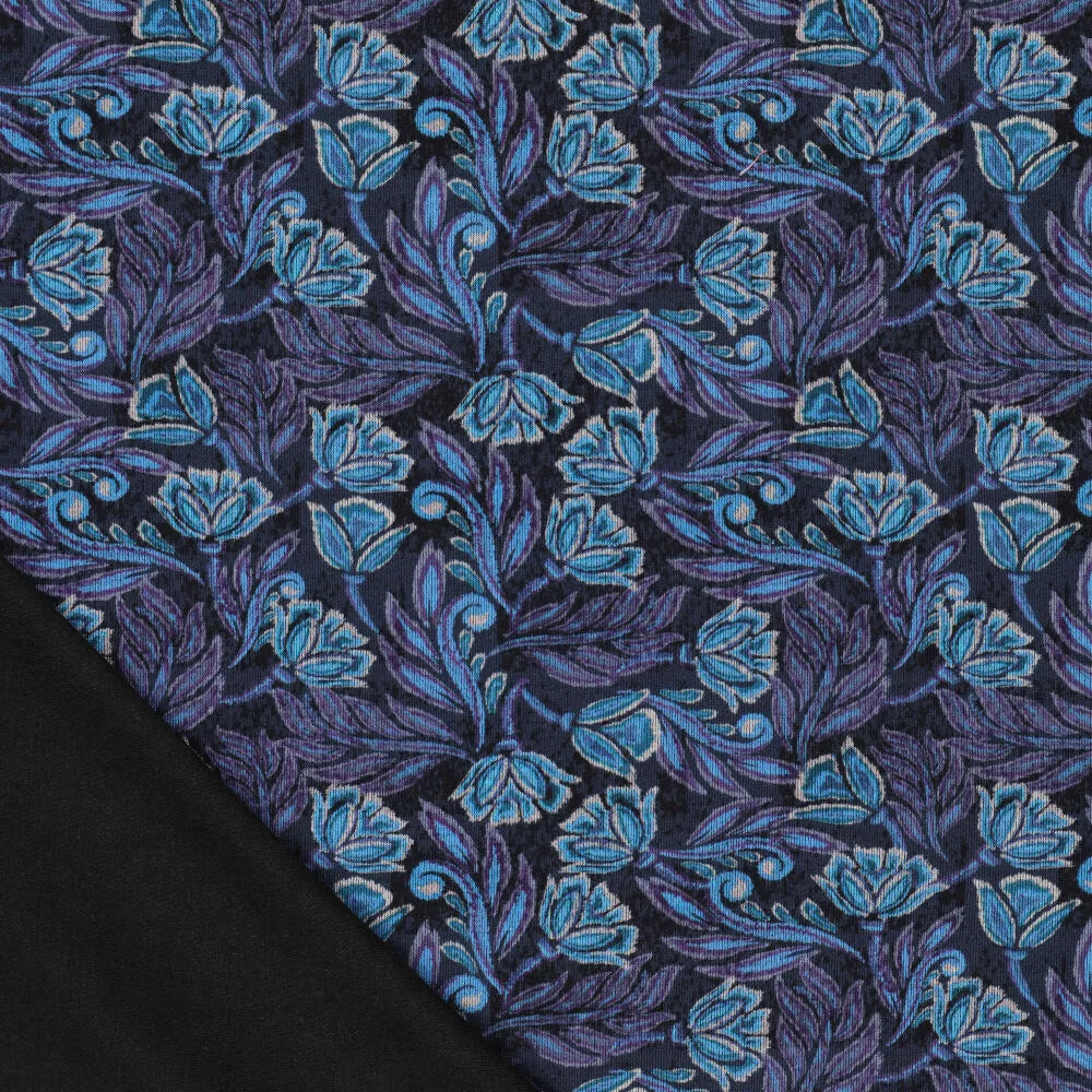 Punto di Roma knit fabric - elegant blue pattern