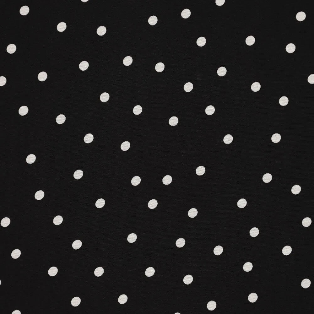 Viscose Fabric with Elastane - White Polka Dots on Black