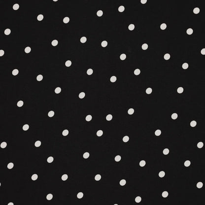 Viscose Fabric with Elastane - White Polka Dots on Black