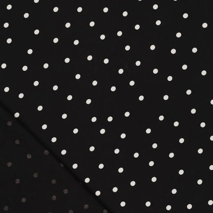 Viscose Fabric with Elastane - White Polka Dots on Black