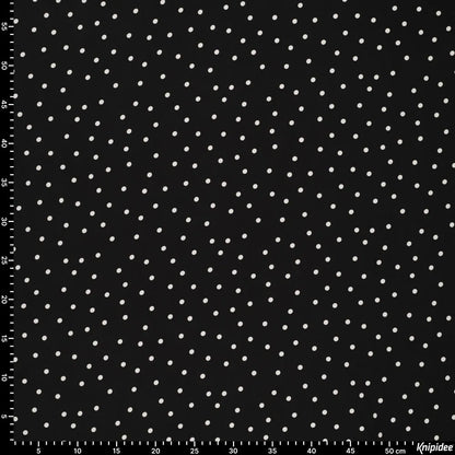 Viscose Fabric with Elastane - White Polka Dots on Black