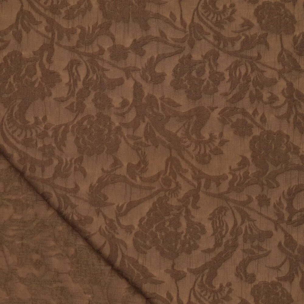Brown Viscose Fabric with Elegant Pattern