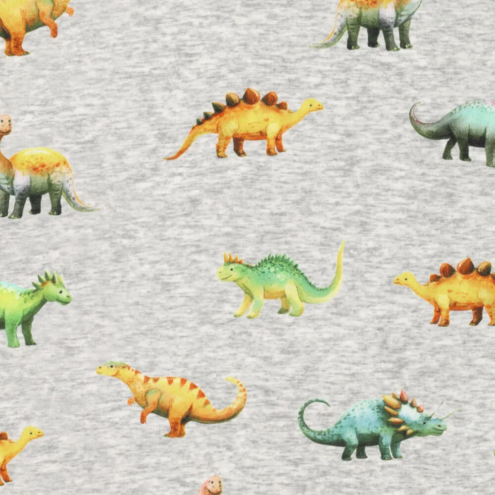 Cotton-Insulated Knitwear | Alpen Fleece Dinosaurs on Grey