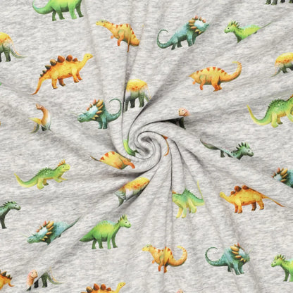 Cotton-Insulated Knitwear | Alpen Fleece Dinosaurs on Grey