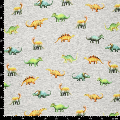 Cotton-Insulated Knitwear | Alpen Fleece Dinosaurs on Grey