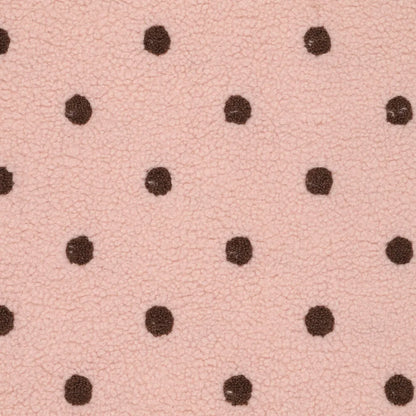Teddy fleece brown polka dots on pink