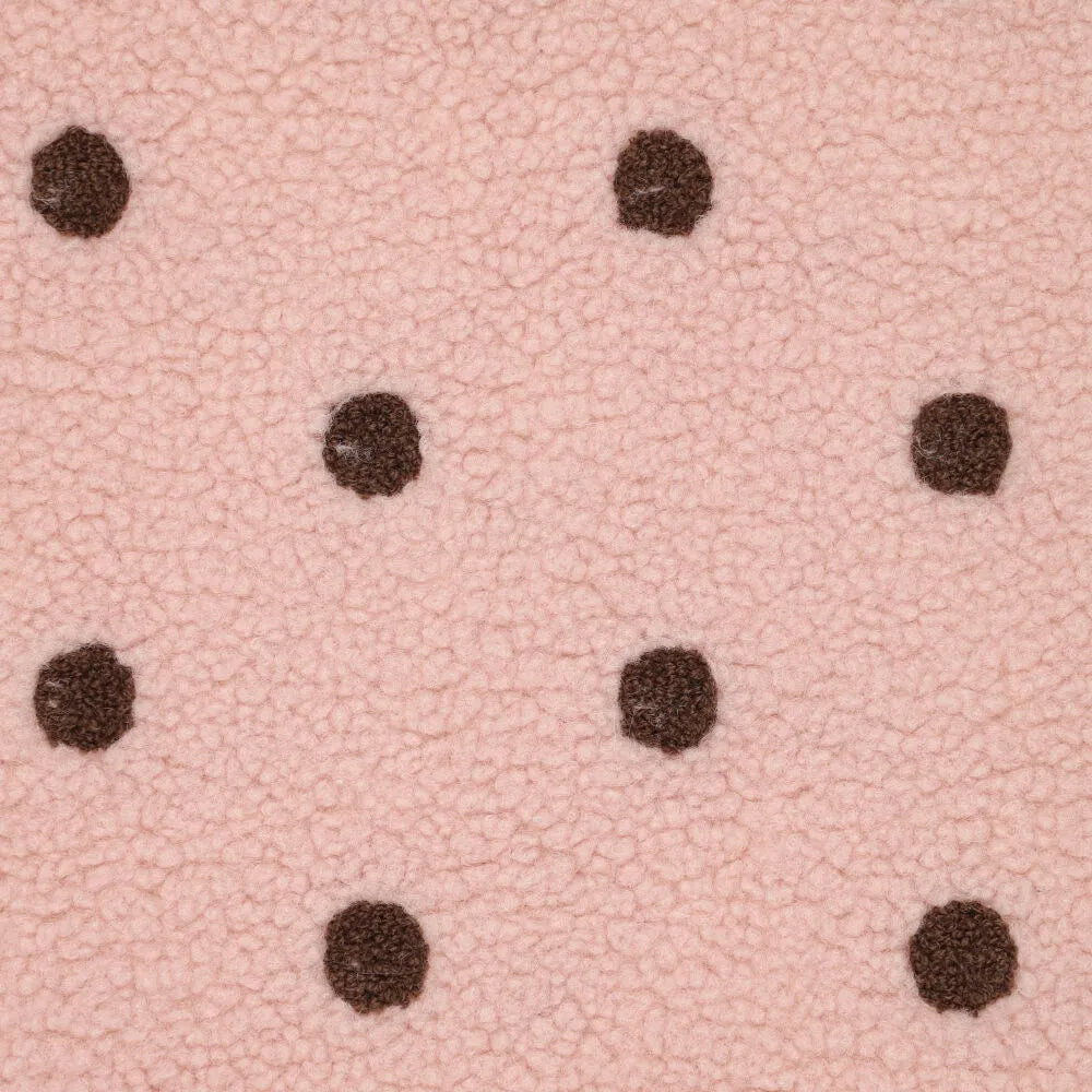 Teddy fleece brown polka dots on pink