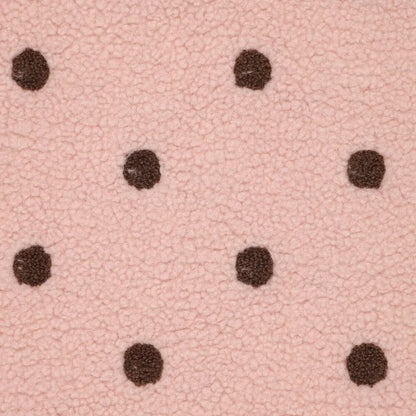 Teddy fleece brown polka dots on pink