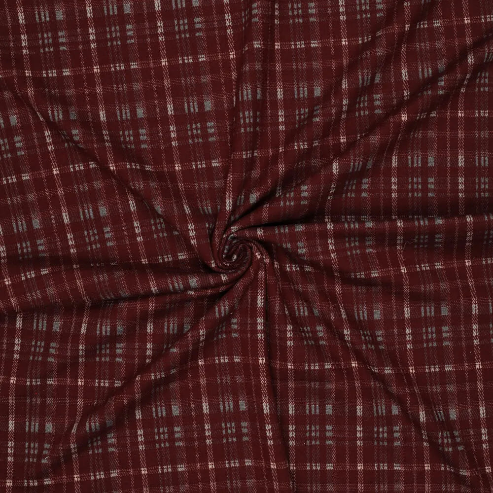 Checked jacquard knit fabric – burgundy red