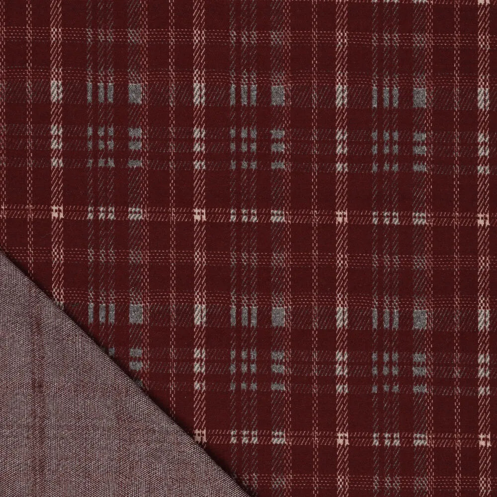 Checked jacquard knit fabric – burgundy red