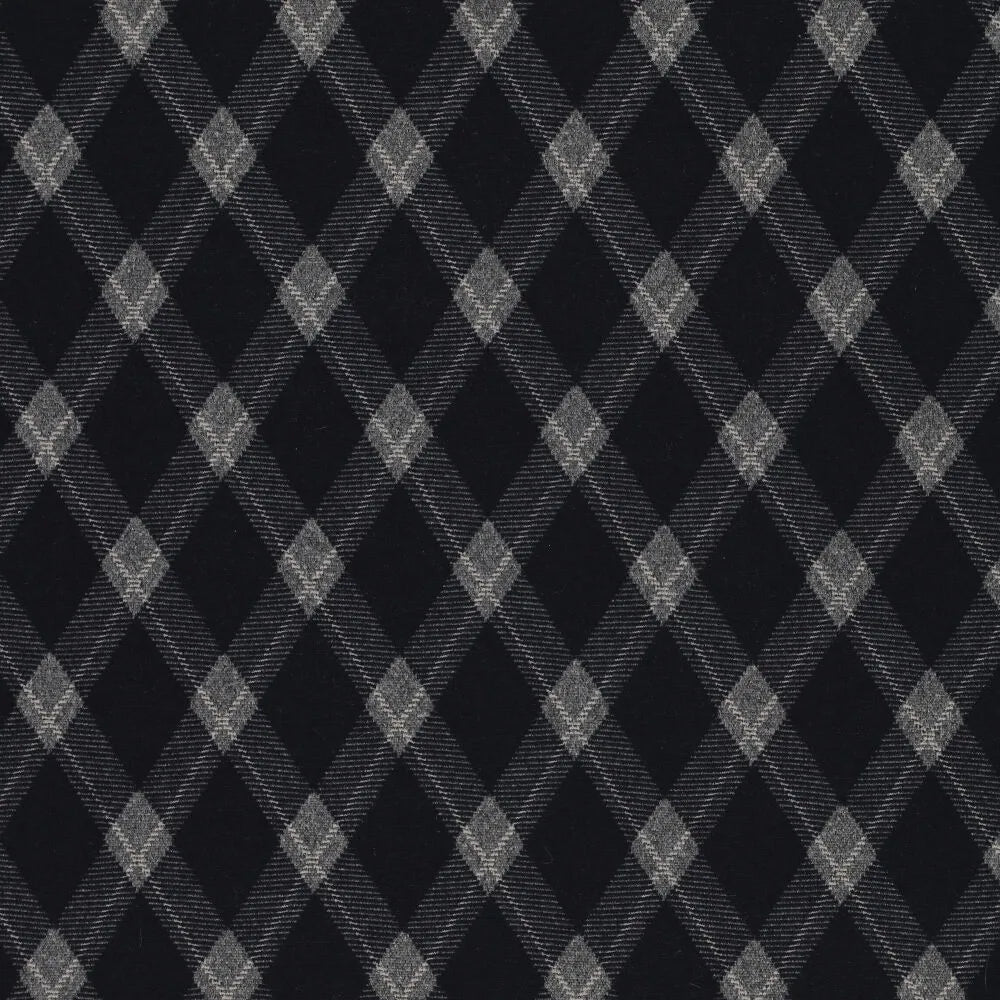 Checked jacquard knit fabric with diamond pattern – dark blue