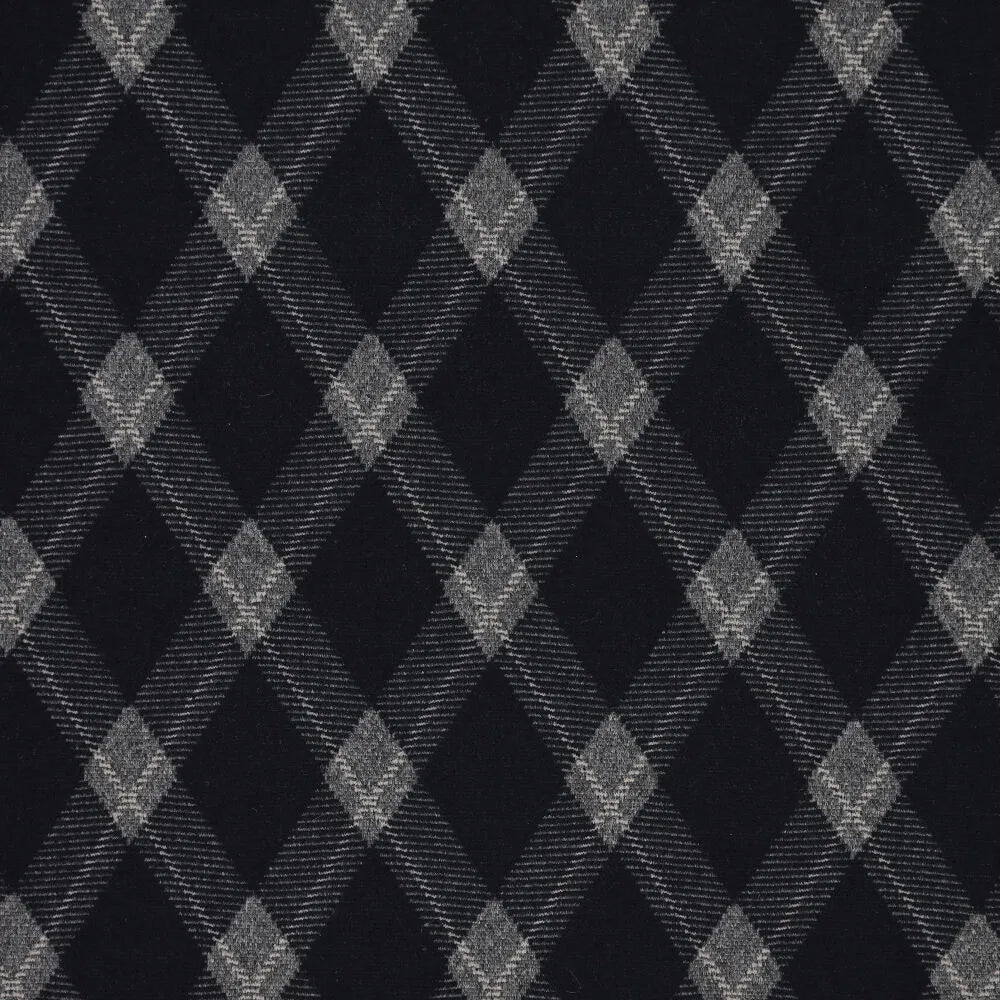 Checked jacquard knit fabric with diamond pattern – dark blue