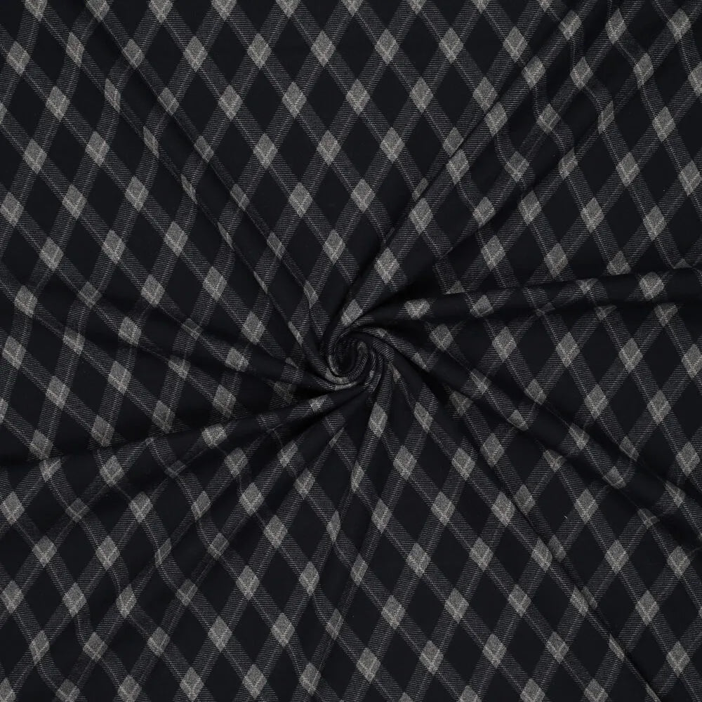 Checked jacquard knit fabric with diamond pattern – dark blue