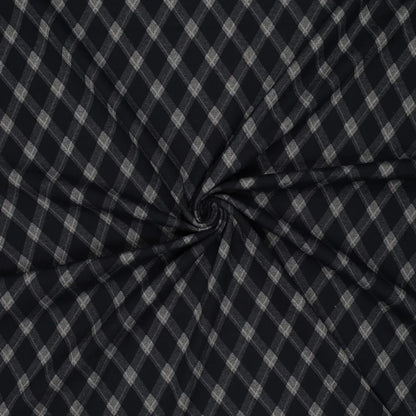 Checked jacquard knit fabric with diamond pattern – dark blue