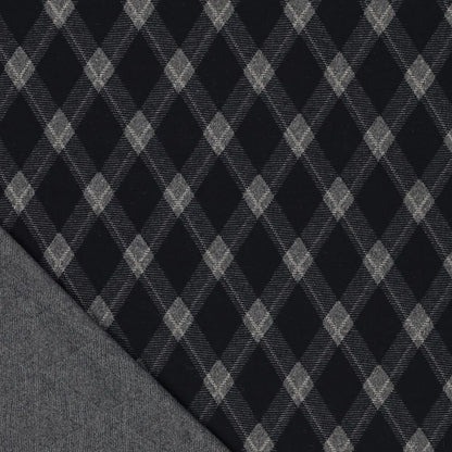Checked jacquard knit fabric with diamond pattern – dark blue