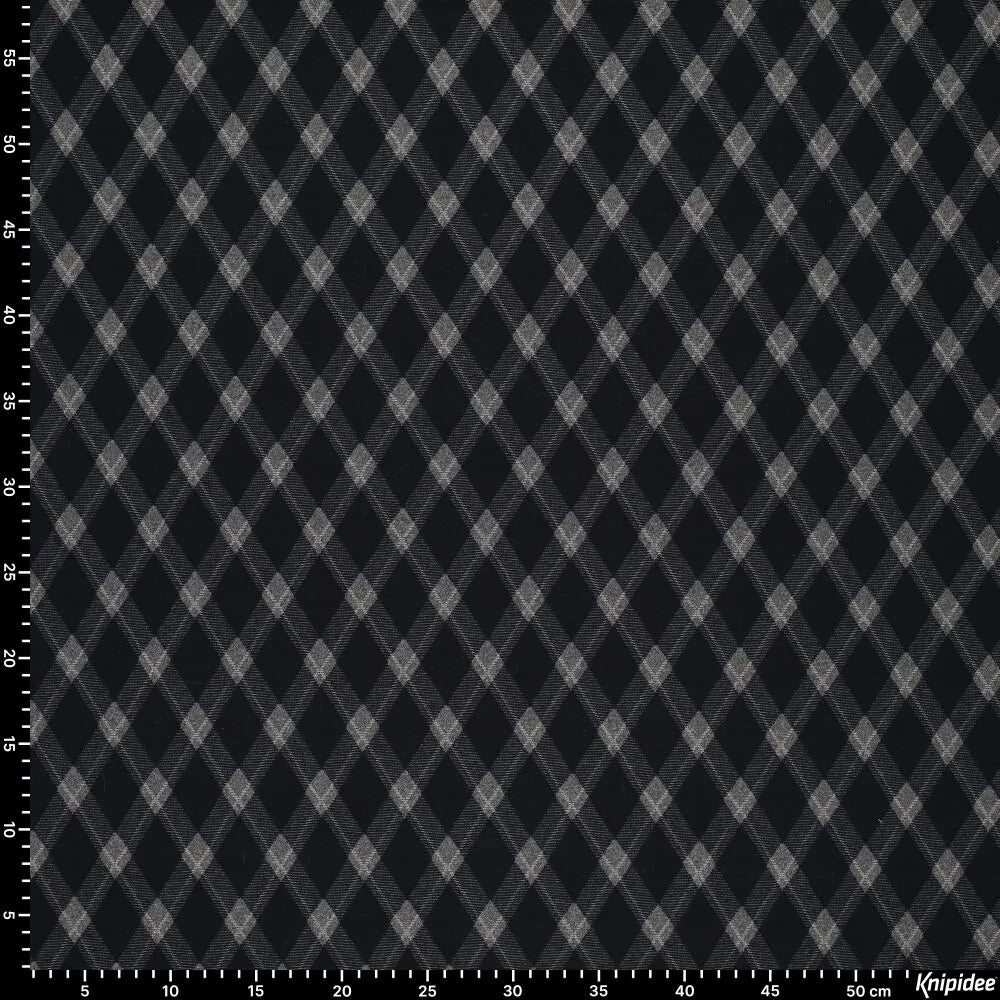 Checked jacquard knit fabric with diamond pattern – dark blue