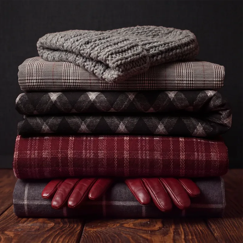 Checked jacquard knit fabric with diamond pattern – dark blue