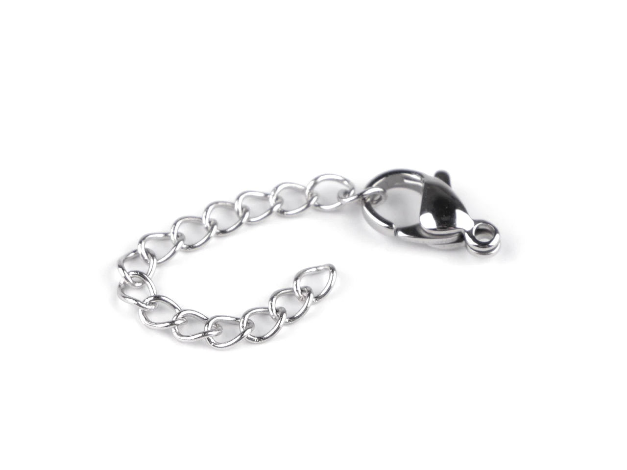 Nerūsējošā tērauda karabīne ar pagarinājuma ķēdīti 7 × 12 mm 5 gab.
