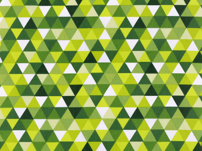 Tissu 100 % coton à triangles verts 125 g/m²