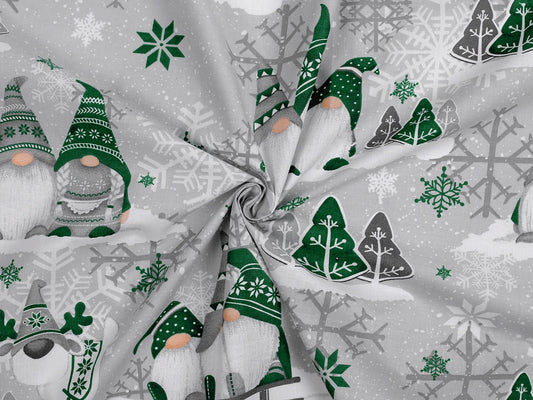 100% Cotton Fabric Gnomes with Green Hat