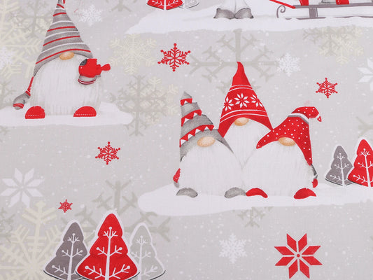 100% Cotton Fabric - Gnomes with Red Hat