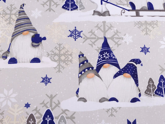 100% Cotton Fabric - Gnomes with Blue Hat