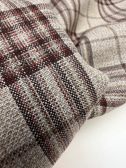 Italian cotton and linen fabric in a plaid pattern in beige tones – 160 g/m²