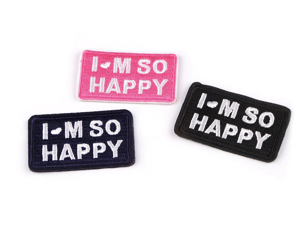 Uzgludināma aplikācija “I’M SO HAPPY” – 3 × 5 cm
