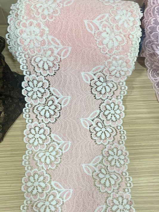 Elastīgā mežģīne 17 cm-rozā orhideja