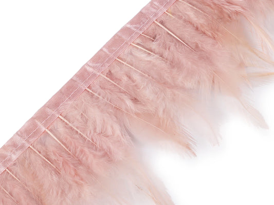 Feather ribbon (rooster) 10-12 cm wide - powder pink