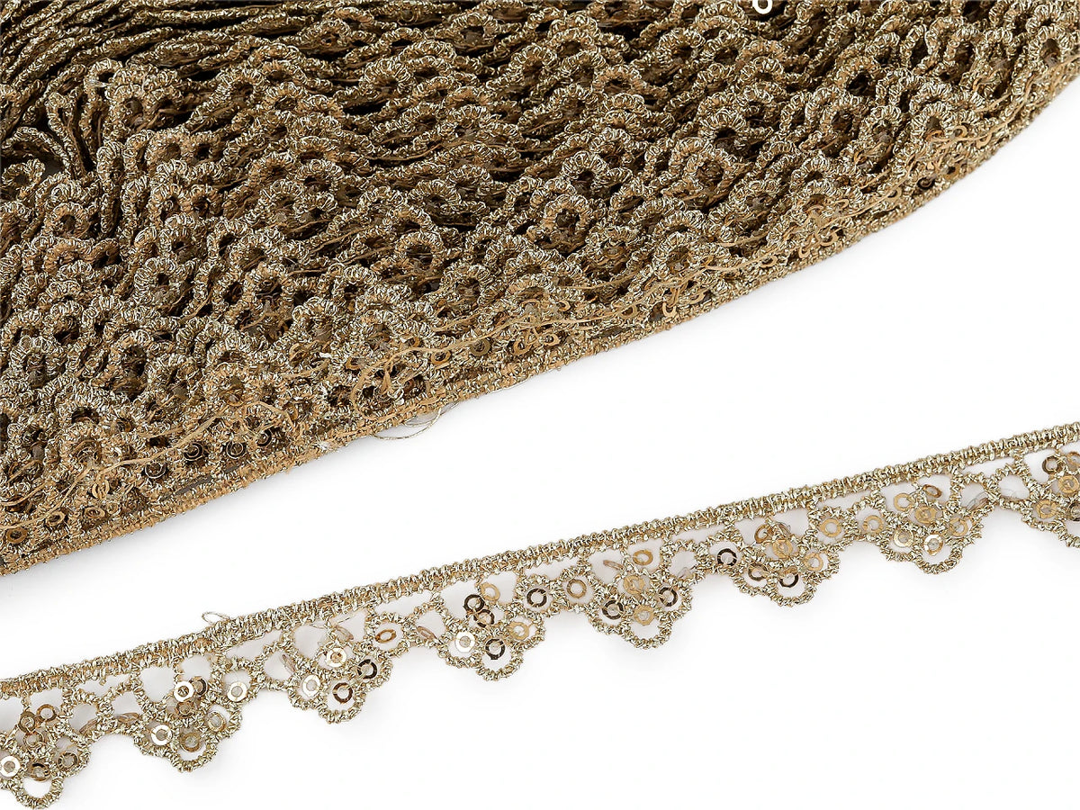 Decorative guipure lace ribbon with sequins – 13 mm