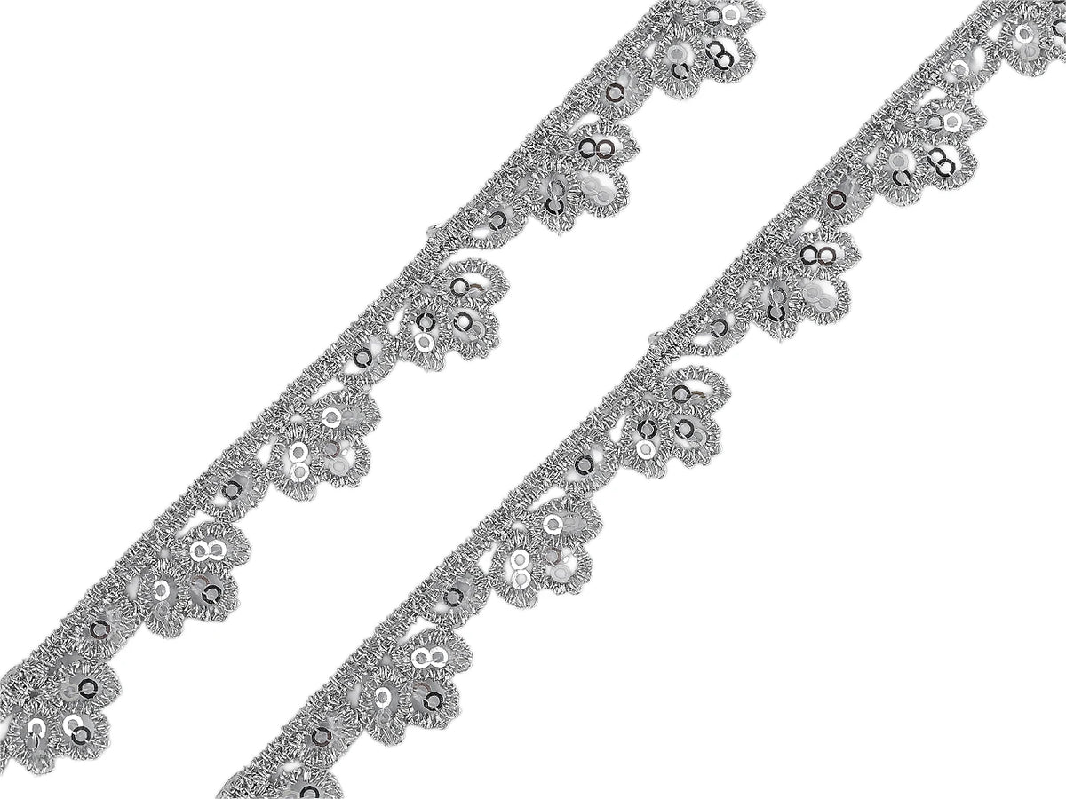 Decorative guipure lace ribbon with sequins – 13 mm