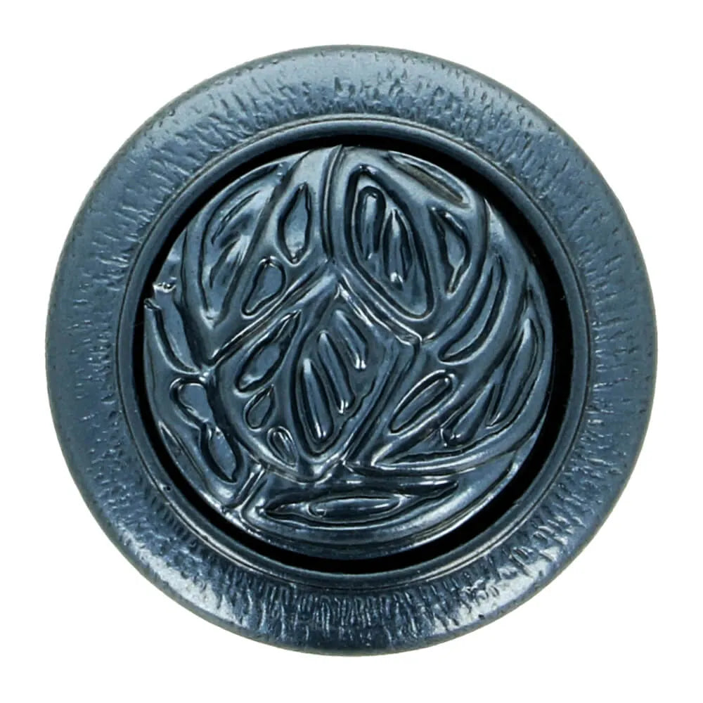 Dekoratīva poga ar sirds elementu - zili pelēka