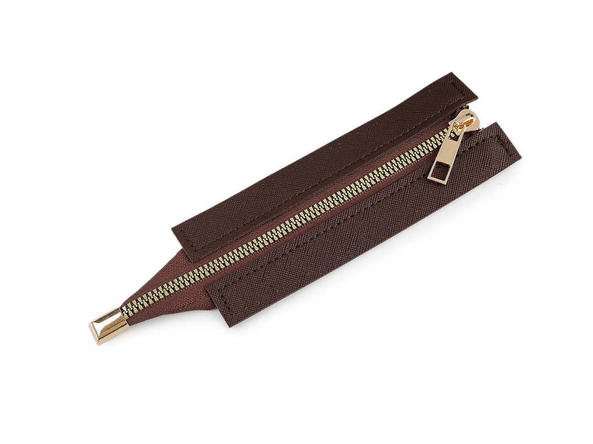 Bag zipper with faux leather trim – beige