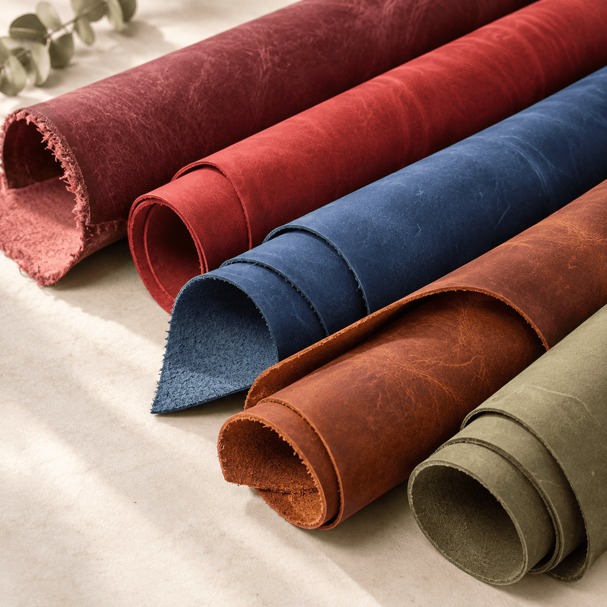 Image with 5. Natural Crazy Horse leather, durable, flexible and characterized by its vintage look. 1.2–1.5 mm – available online at Charlotte's Fabrics