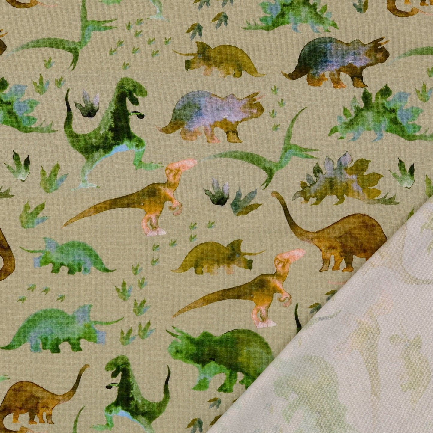 Baumwolljersey mit Dinosauriern