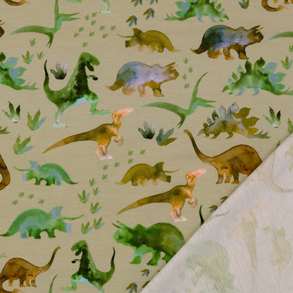 Baumwolljersey mit Dinosauriern