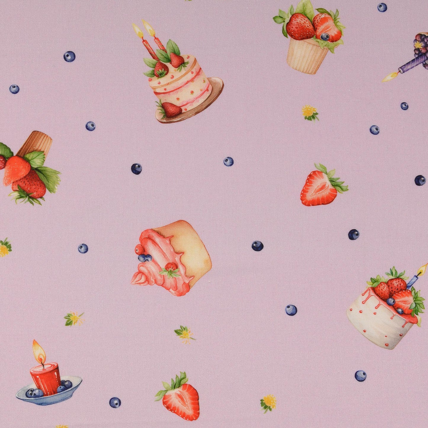 Tissu premium 100 % coton — cupcakes aux myrtilles