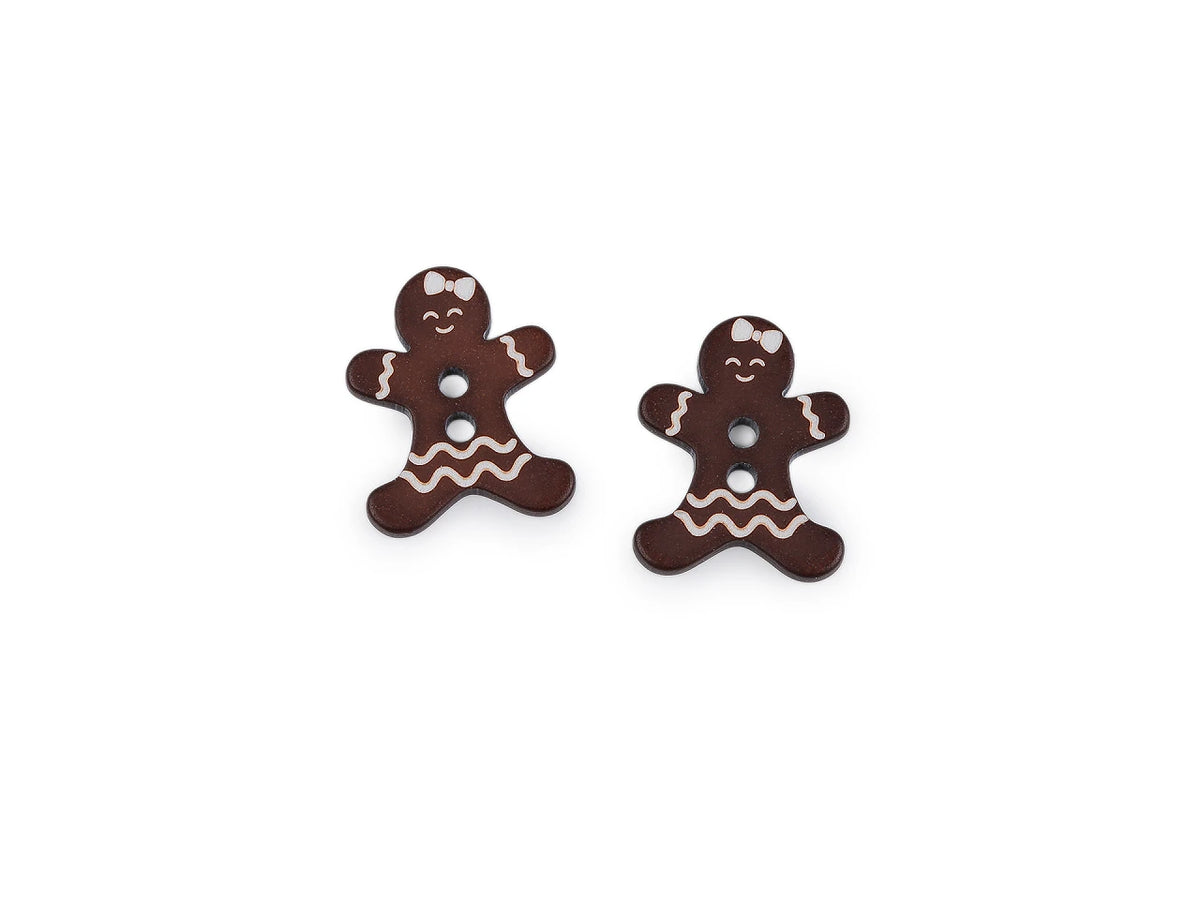 Wooden buttons 16 mm x 20 mm - gingerbread man