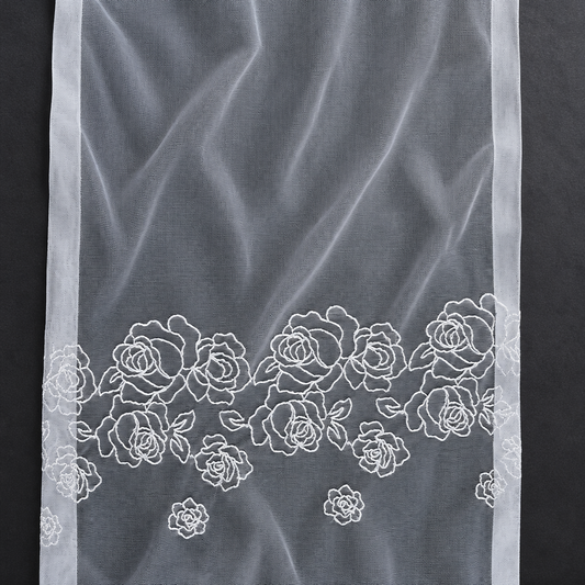 Embroidered lace on tulle, 25 cm – pearl white