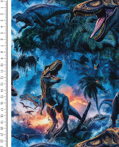 Cotton Jersey, Jersey Dinosaurs on Dark Blue