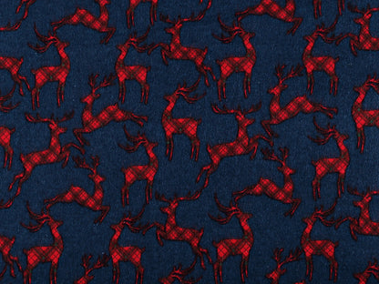 Christmas cotton flannel with deer on blue