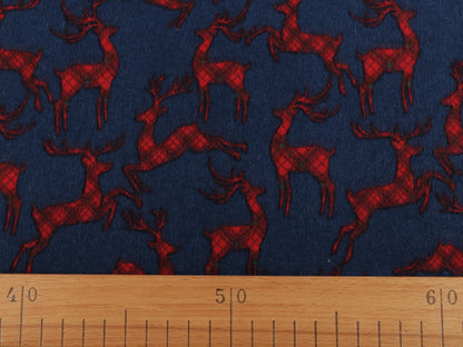 Christmas cotton flannel with deer on blue